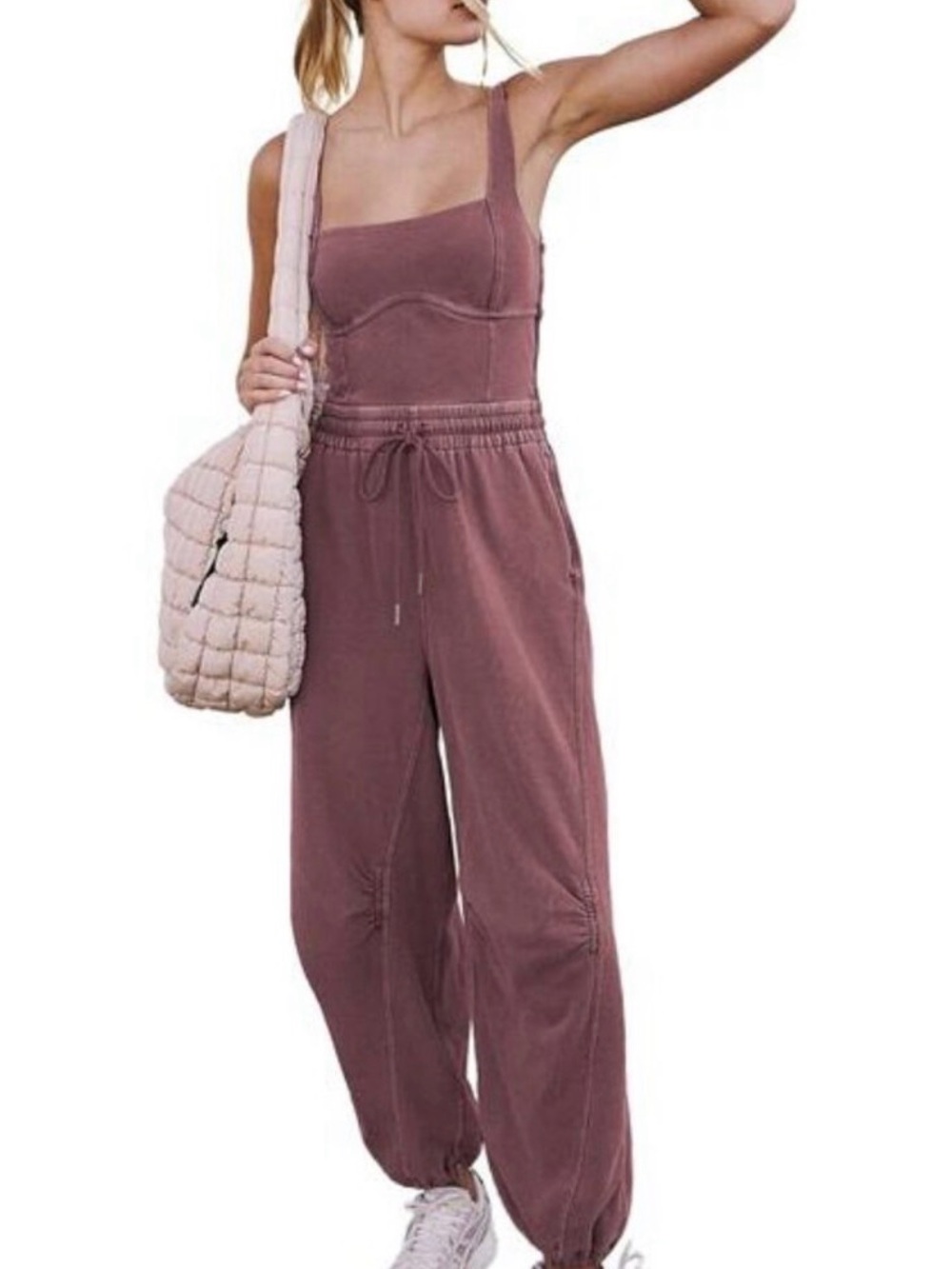 Free People Movement Women's Mauve Jumpsuit with Drawstring Waist